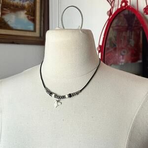 white black gray beaded shark tooth necklace